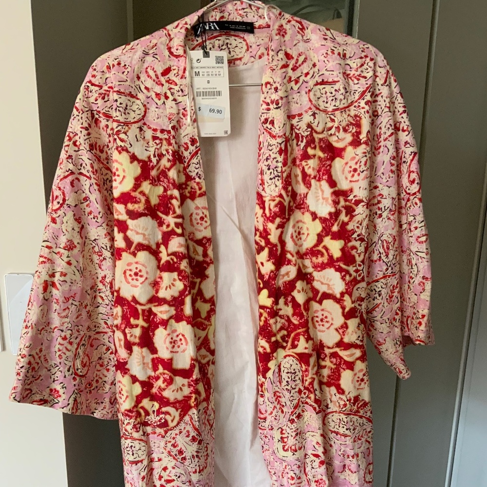 Zara printed cotton robe size m nwt $70